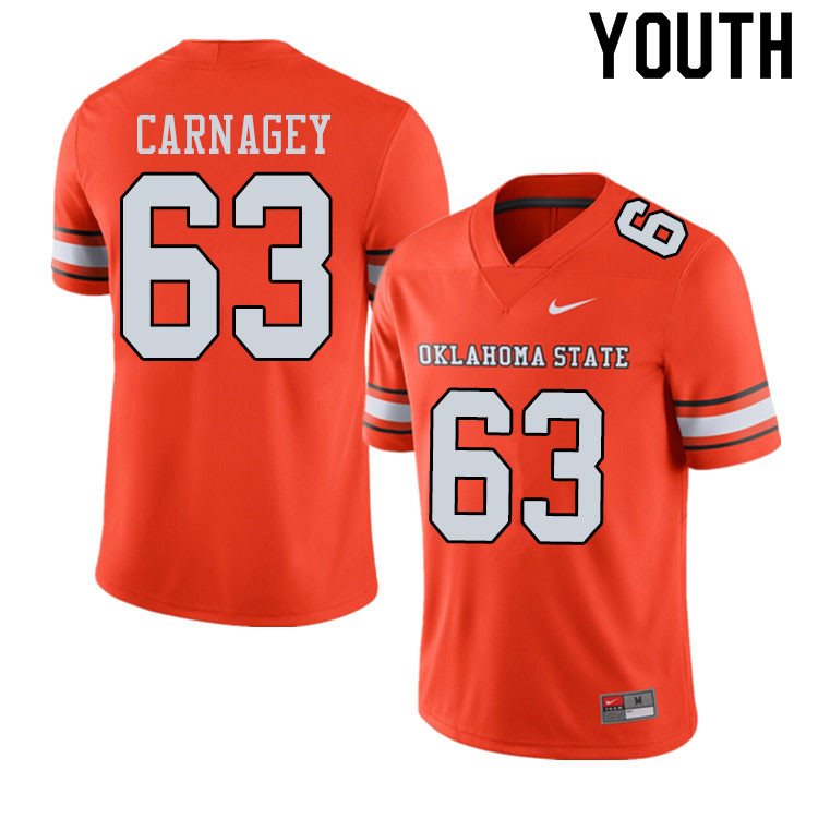 Youth #63 Dylon Carnagey Oklahoma State Cowboys College Football Jerseys Sale-Alternate Orange